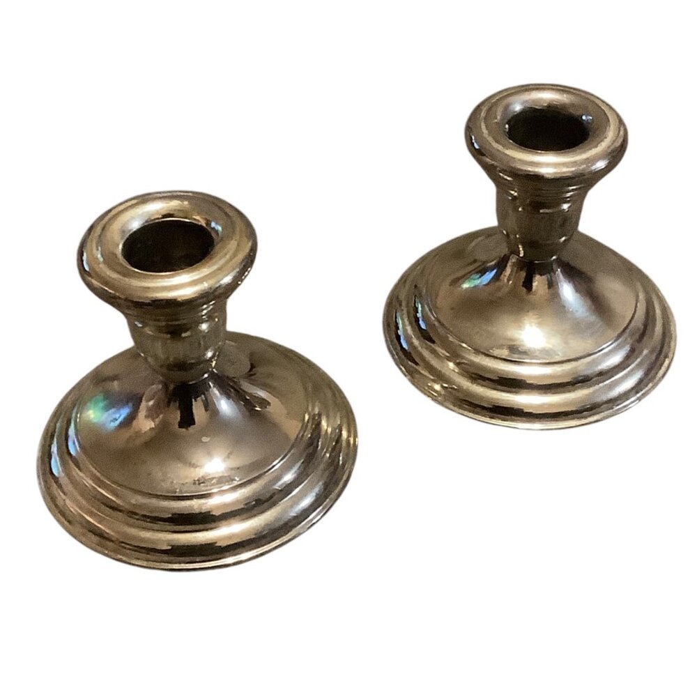 Vtg F.B.‎ Rogers Silverplate Candle Holders Made In Japan 3.5” Tarnish Resistant